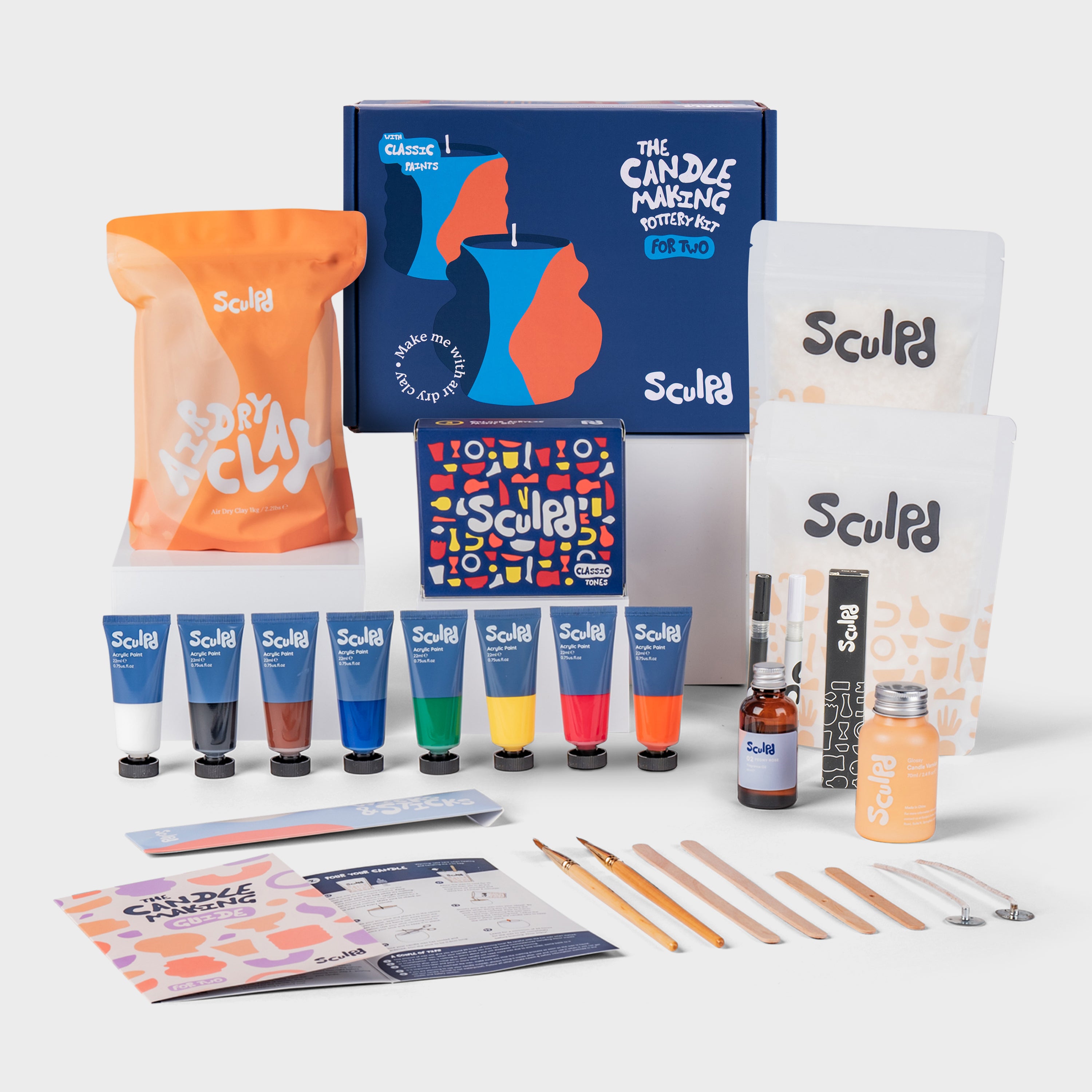 Sculpd Candle Making Kit for Two with Classic Paints and Fine Tip Pens Set