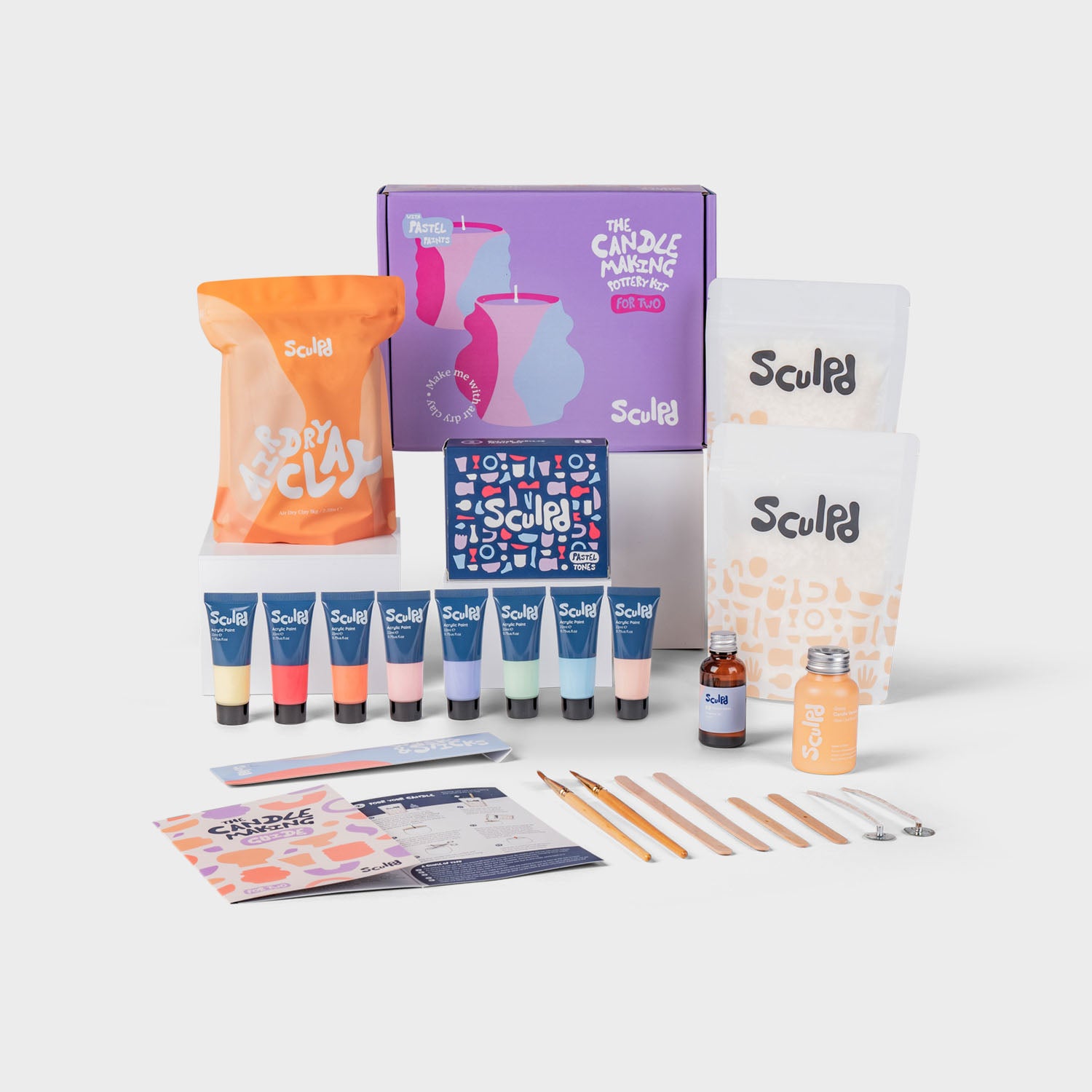 Sculpd Candle Making Kit for Two with Pastel Tones Paints