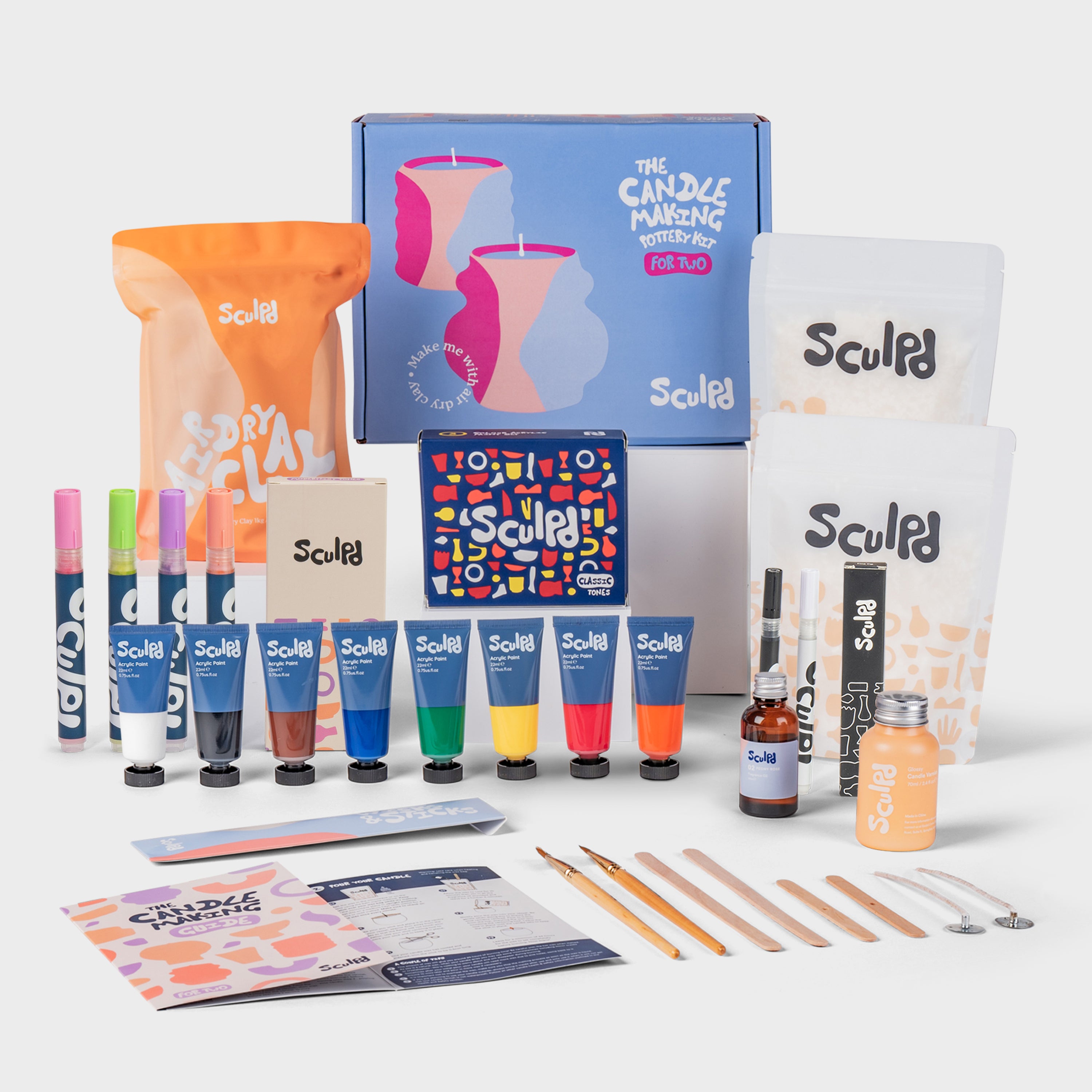 Sculpd Ultimate Candle Making Kit for Two with Classic Paints, Modernist, and Fine Tip Pens Set