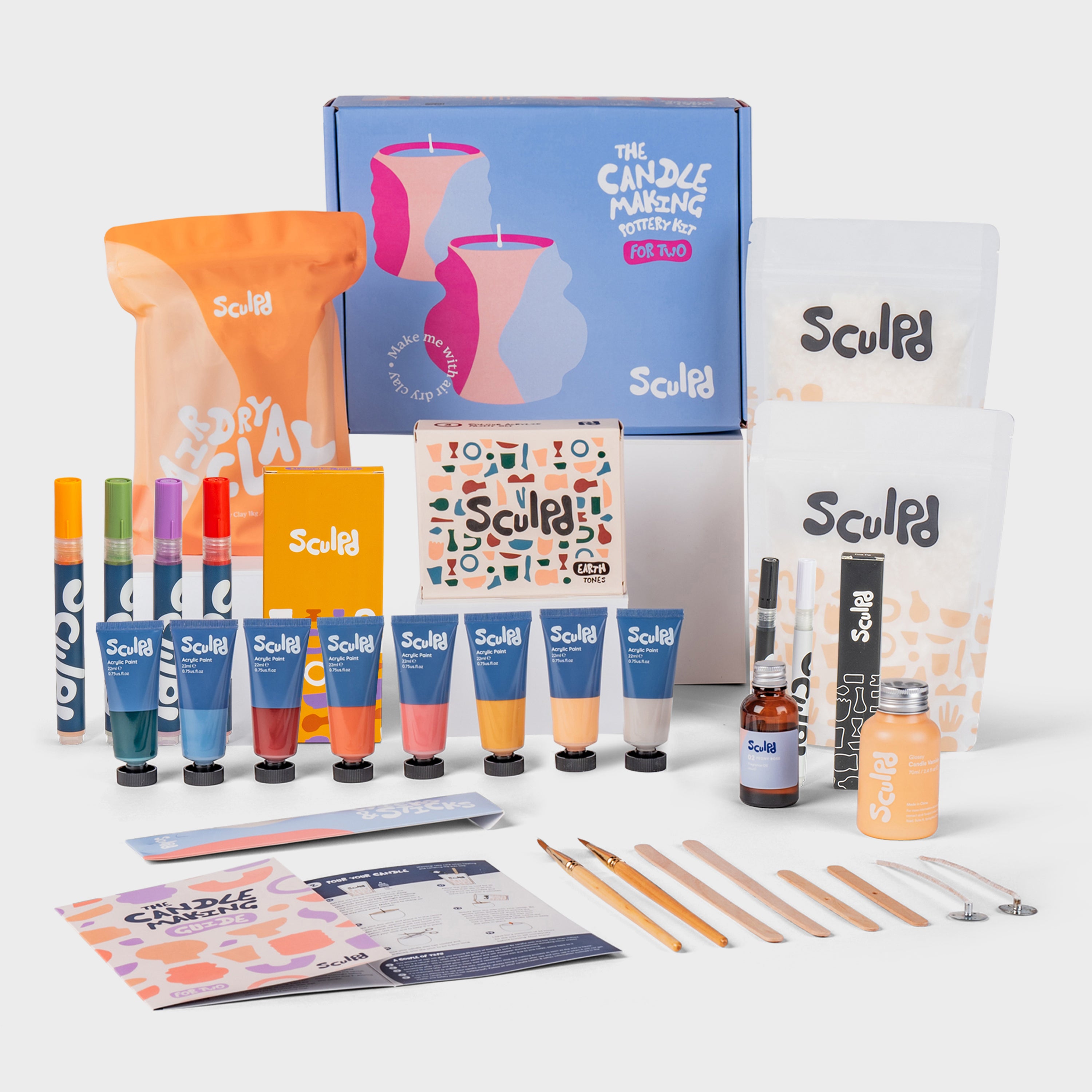 Sculpd Ultimate Candle Making Kit for Two with Earth Paints, Bloomsbury, and Fine Tip Pens Set