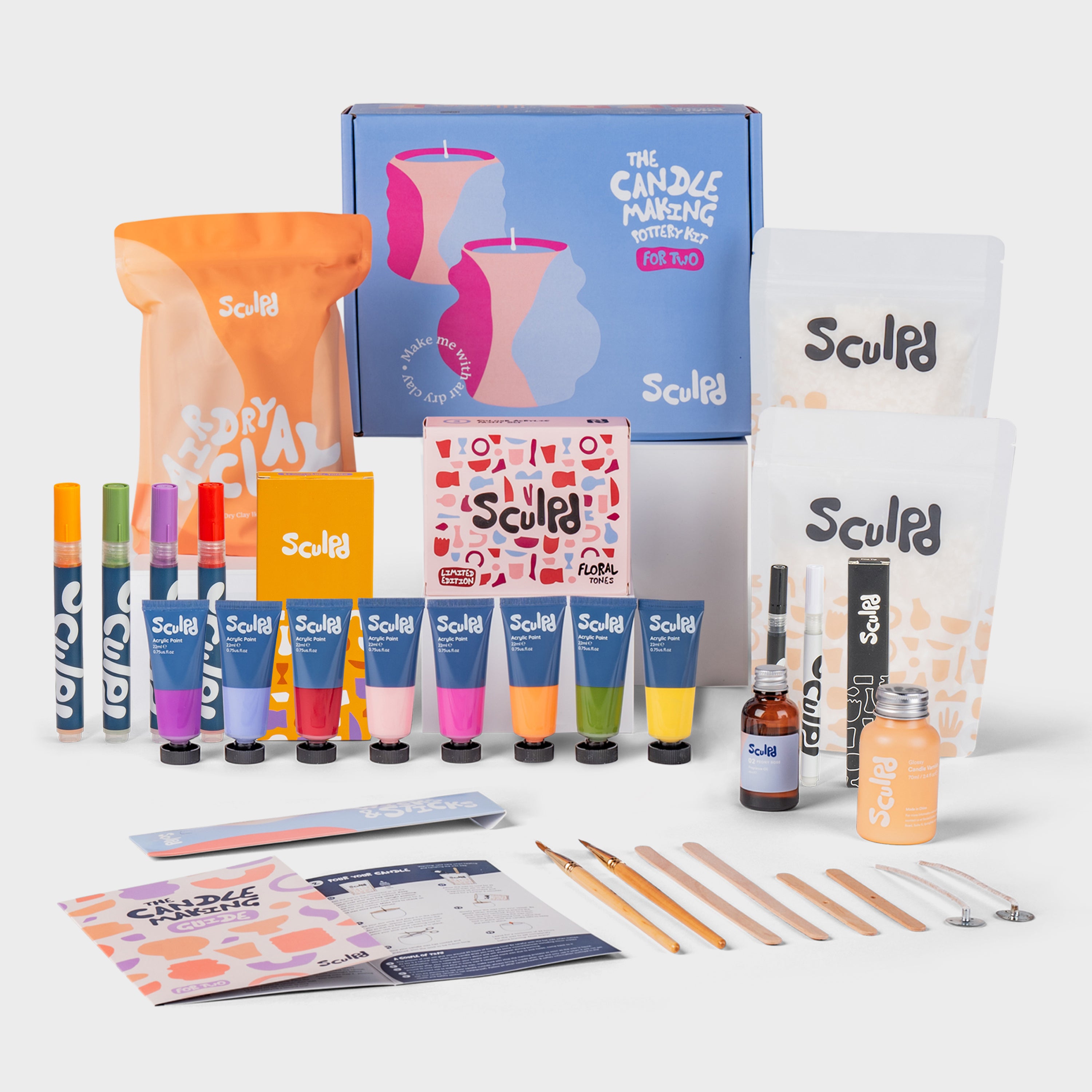 Sculpd Ultimate Candle Making Kit for Two with Floral Paints, Bloomsbury, and Fine Tip Pens Set