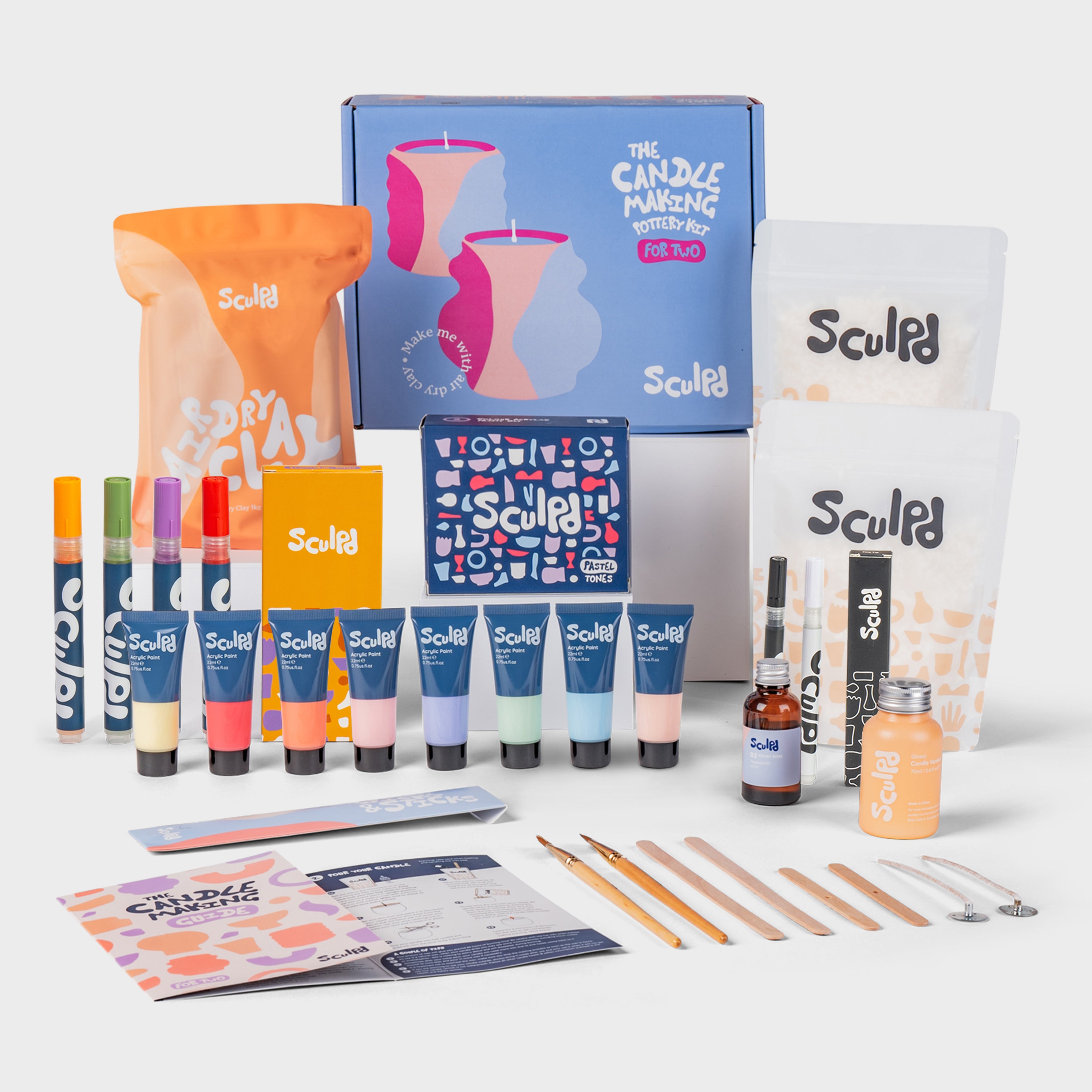 Sculpd Ultimate Candle Making Kit for Two with Pastel Paints, Bloomsbury, and Fine Tip Pens Set
